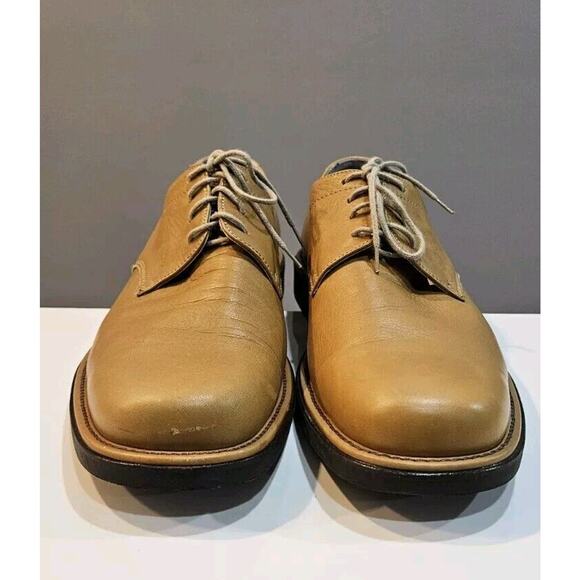 Bacco Bucci Mens 10 Oxford Dress Shoes Tan Leather Lace-Up Square Toe READ Italy main image 9
